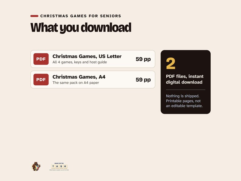 Christmas Games for Seniors, Large Print Bingo & Puzzles (Printable) image 7