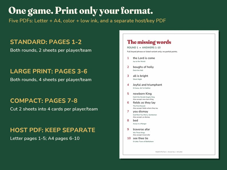 Christmas Finish the Lyrics Game, 40 Clues & Large Print PDF image 6