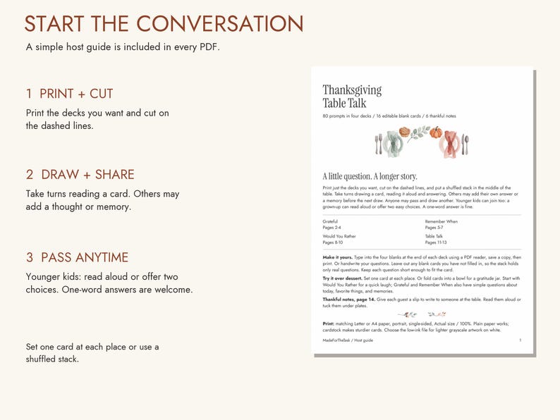 Thanksgiving Conversation Cards Printable, 80 Table Talk Prompts image 4