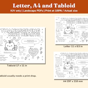 Thanksgiving Bible Activity Placemats Printable, 4 KJV Sunday School Mats image 5