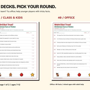 Christmas True or False Game Printable, 2 Fun Fact Decks image 2