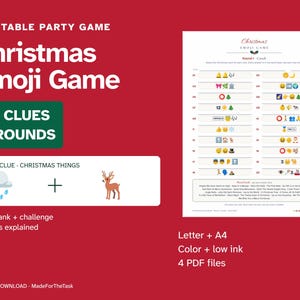 Christmas Emoji Game, 40 Clues with Answers (Printable) image 1