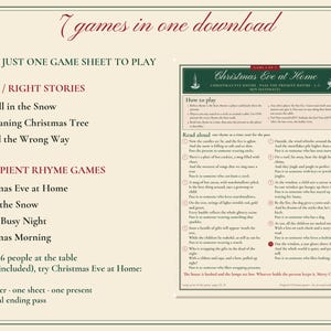 Christmas Pass the Present Game Printable, 7 Left Right & Rhyme Games image 2