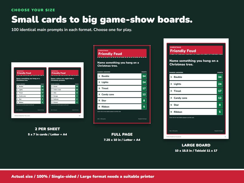 Christmas Friendly Feud Game Printable, 100 Cards for Family Teams image 6