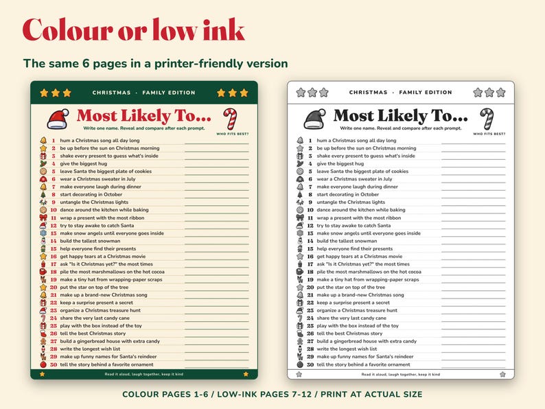 Christmas Most Likely To Game for Kids, Printable Family Party Game image 6