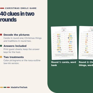 Paquete imprimible de juegos navideños: Bingo, Trivia, Emoji e Invitación imagen 7