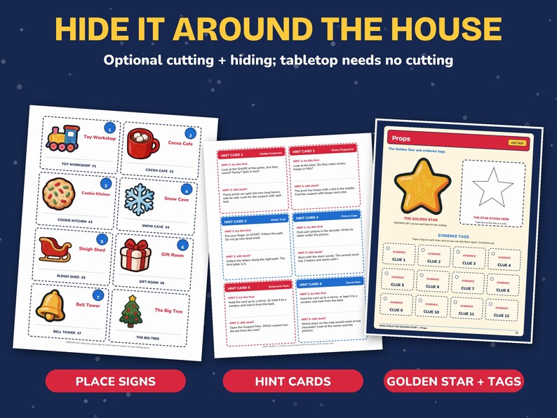 Detective Game for Kids, Christmas Mystery Game Printable, Golden Star image 6
