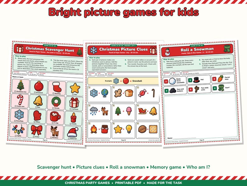 Weihnachtsfeierspiele zum Ausdrucken – 49 Spiele für Kinder und Erwachsene Bild 4
