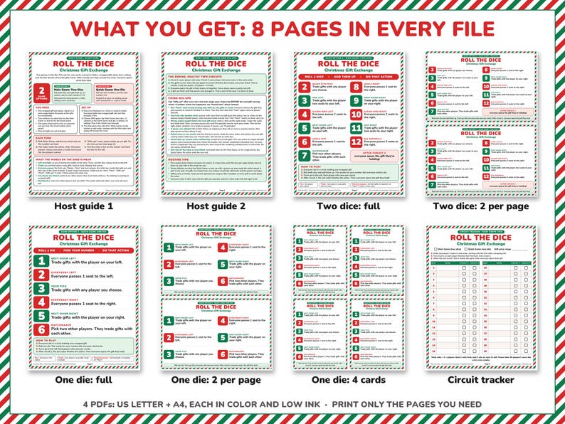 Christmas Gift Exchange Dice Game Printable, 2 Gift Swap Options image 6