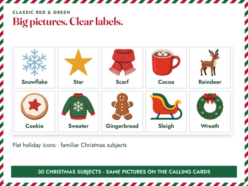 Christmas Picture Bingo Printable, 30 Classic Family Cards image 3