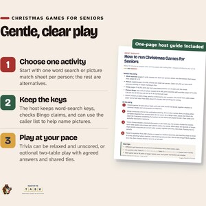 Christmas Games for Seniors, Large Print Bingo & Puzzles (Printable) image 6