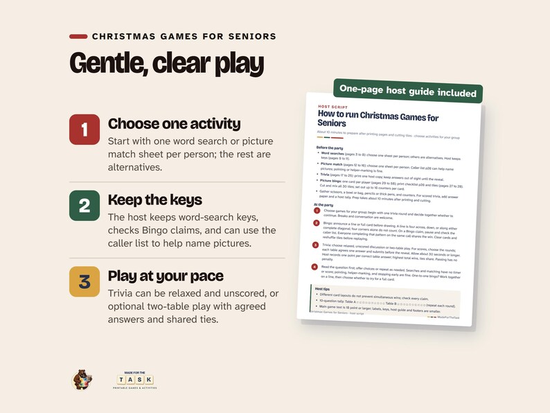 Christmas Games for Seniors, Large Print Bingo & Puzzles (Printable) image 6