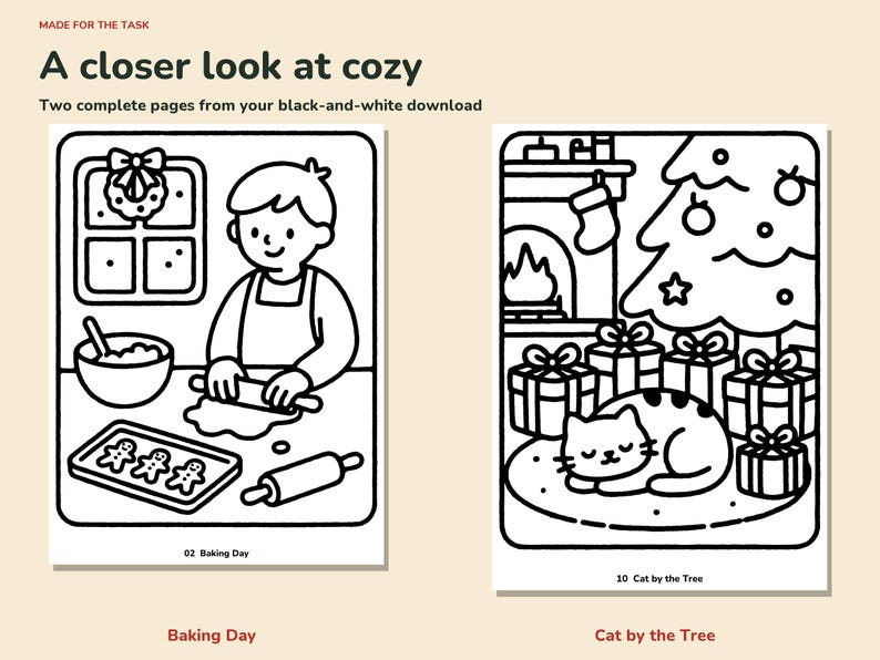 Christmas Coloring Pages for Adults, Bold and Easy, 20 Cozy Scenes image 3