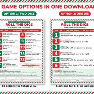 Christmas Gift Exchange Dice Game Printable, 2 Gift Swap Options image 3
