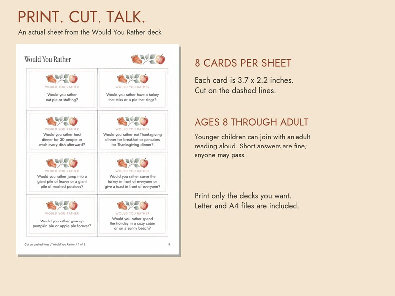 Thanksgiving Conversation Cards Printable, 80 Table Talk Prompts image 3