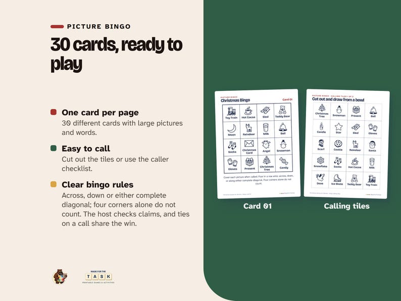 Christmas Games for Seniors, Large Print Bingo & Puzzles (Printable) image 5