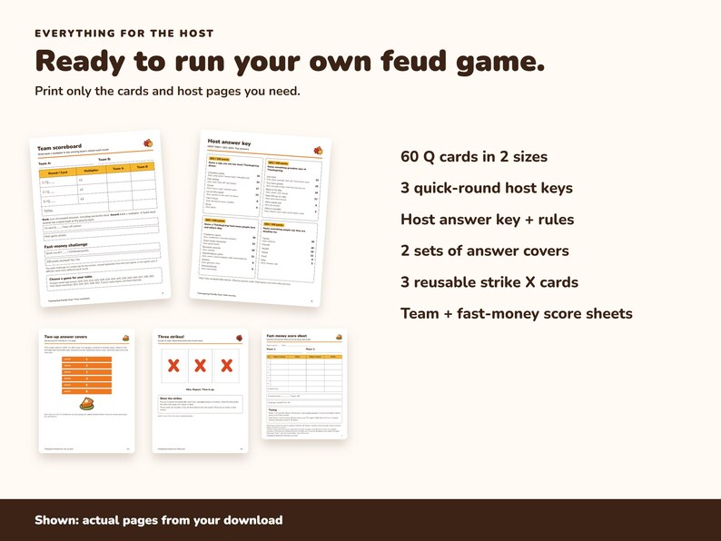 Thanksgiving Friendly Feud Game Printable, 60 Friendsgiving Party Cards image 5