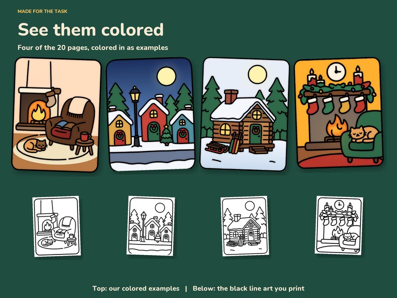 Christmas Coloring Pages for Adults, Bold and Easy, 20 Cozy Scenes image 5