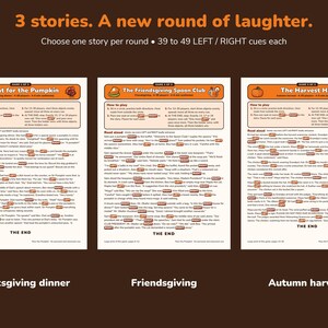 Thanksgiving Left Right Game Printable PDF, 3 Pass the Pumpkin Stories image 2