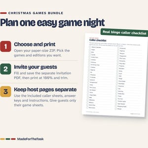 Paquete imprimible de juegos navideños: Bingo, Trivia, Emoji e Invitación imagen 6