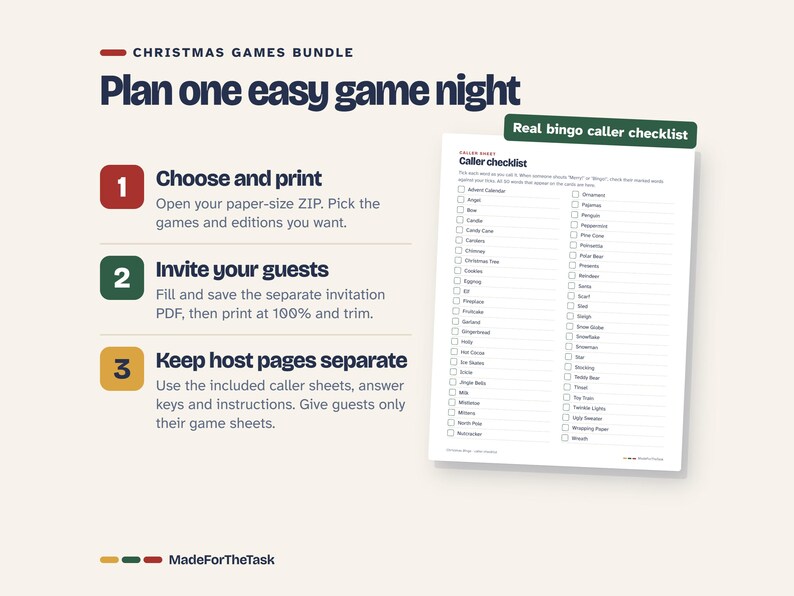 Paquete imprimible de juegos navideños: Bingo, Trivia, Emoji e Invitación imagen 6