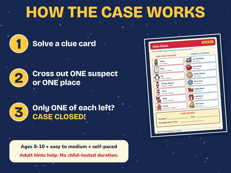 Detective Game for Kids, Christmas Mystery Game Printable, Golden Star image 5