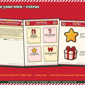 White Elephant Game Printable, No Stealing Christmas Left Right Gift Swap image 6