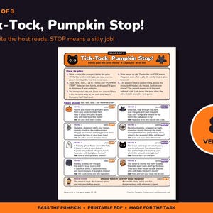 Juego imprimible de Halloween de izquierda a derecha, 3 juegos para pasar la calabaza imagen 4