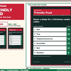 Christmas Friendly Feud Game Printable, 100 Cards for Family Teams