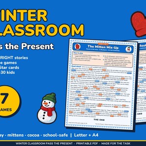 Winter Classroom Left Right Game Printable, Pass the Present for Kids image 1