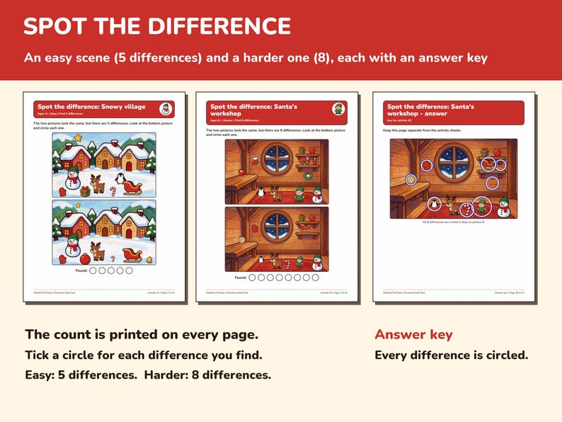 Christmas Activity Pack for Kids Printable, 24 Games and Coloring Pages image 3