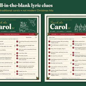 Christmas Finish the Lyrics Game, 40 Clues & Large Print PDF image 2