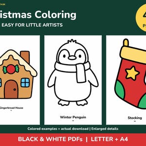 Christmas Coloring Pages for Kids Printable, 40 Bold Easy Pages image 1