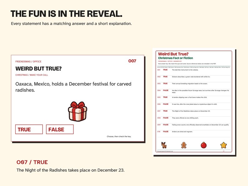 Christmas True or False Game Printable, 2 Fun Fact Decks image 3