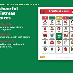 Christmas Bingo Printable for Kids, 50 Bingo Cards and Memory Game image 3