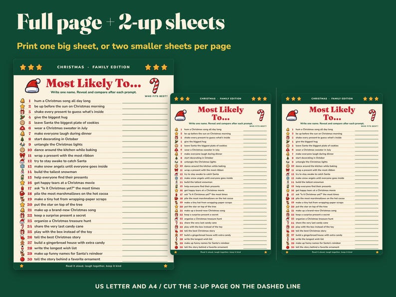 Christmas Most Likely To Game for Kids, Printable Family Party Game image 5