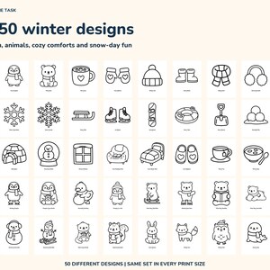Winter Coloring Pages for Kids Printable, 50 Bold Easy Pages, Letter and A4 image 2
