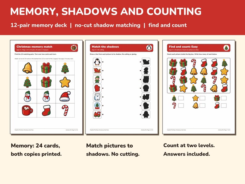 Christmas Activity Pack for Kids Printable, 24 Games and Coloring Pages image 5