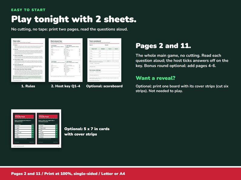 Christmas Friendly Feud Game Printable, 100 Cards for Family Teams image 2