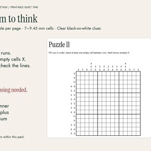 Christmas Nonogram Puzzles Printable, 12 Picture Logic Puzzles with Hints image 3