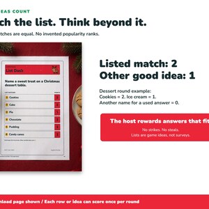 Christmas Game Printable, List Guessing Game, 100 Cards for Family Teams image 3