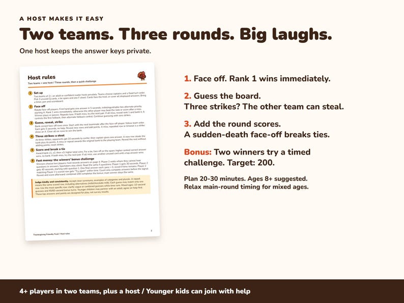 Thanksgiving Friendly Feud Game Printable, 60 Friendsgiving Party Cards image 4