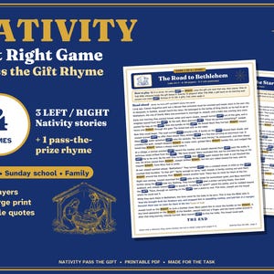 Nativity Left Right Game Printable, Christmas Gift Exchange for Church image 1