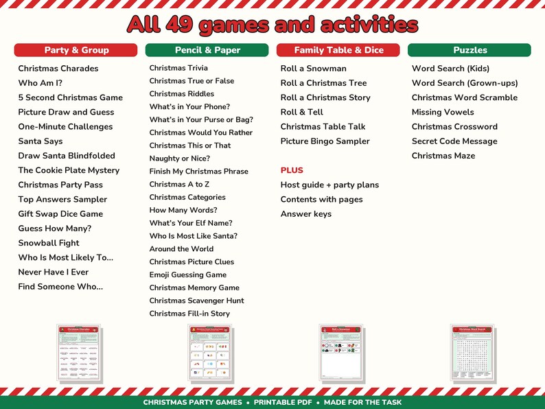 Weihnachtsfeierspiele zum Ausdrucken – 49 Spiele für Kinder und Erwachsene Bild 2