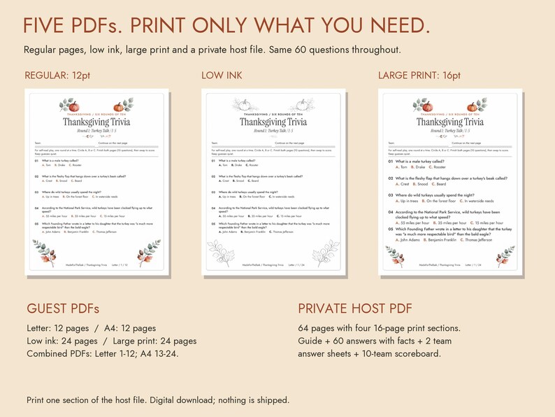 Thanksgiving Trivia Printable, 60 Questions with Answer Key image 5