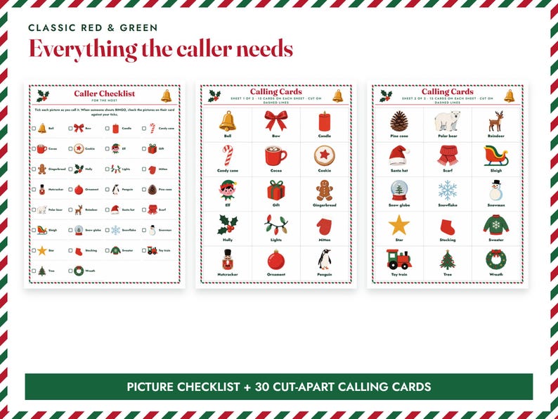 Christmas Picture Bingo Printable, 30 Classic Family Cards image 4