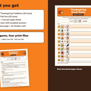 Thanksgiving & Fall Emoji Game Printable, 20 Picture Clues with Answer Keys image 5