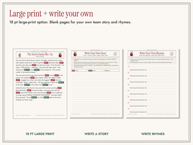 Office Christmas Left Right Game Printable, Pass the Present Gift Exchange image 5