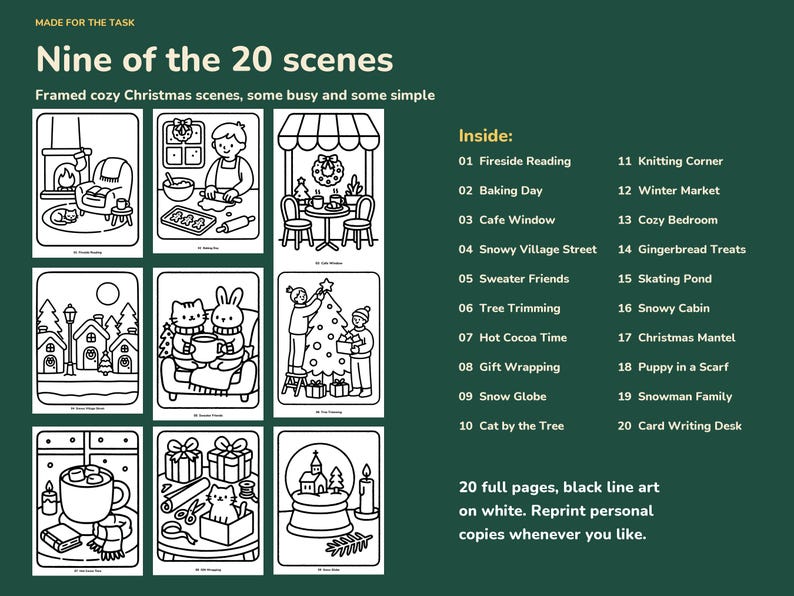Christmas Coloring Pages for Adults, Bold and Easy, 20 Cozy Scenes image 2