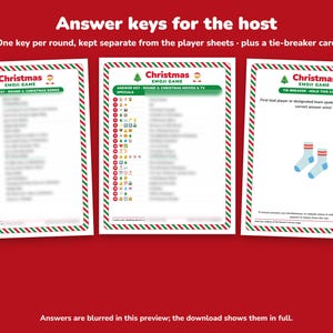 Christmas Emoji Game Printable, 3 Rounds, 60 Clues + Tie-Breaker image 5
